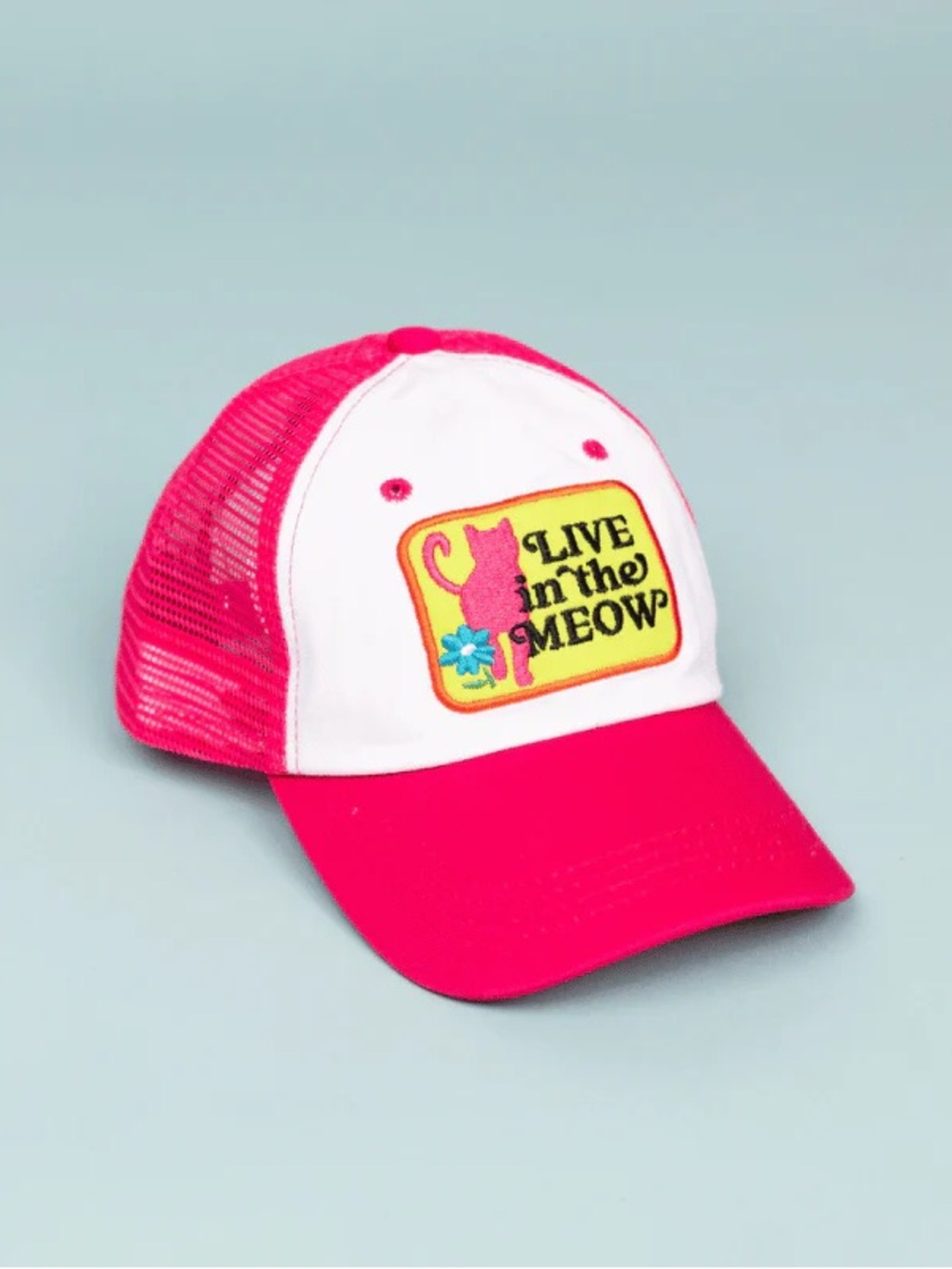 Cat Lady Novelty Pink White Trucker Hat Adjustable Cap Funny Mothers Day Gift